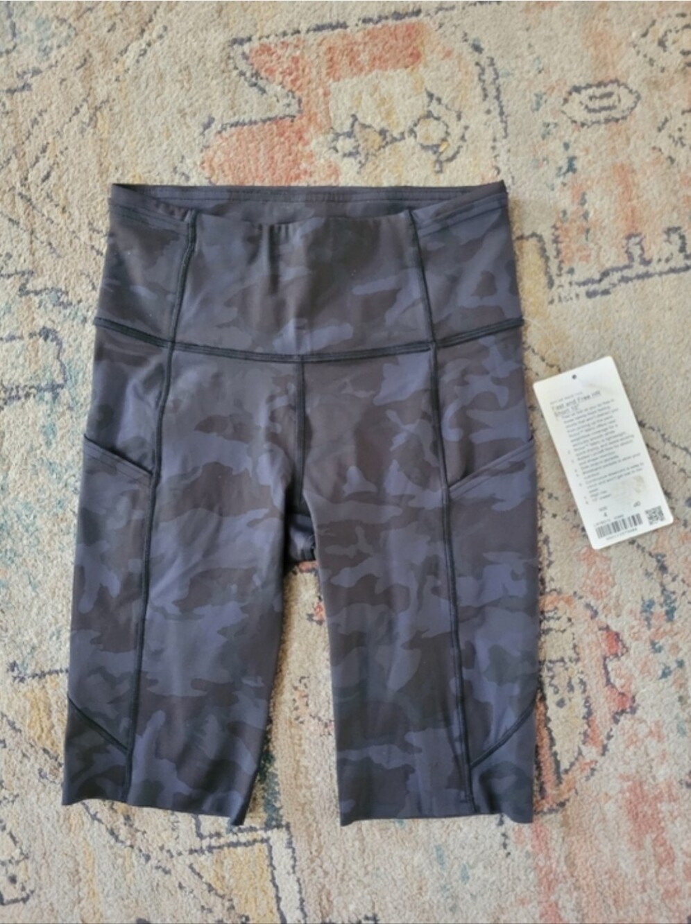 NWT Lululemon Fast And Free HR Black BlueCamo Shorts Bikers 4